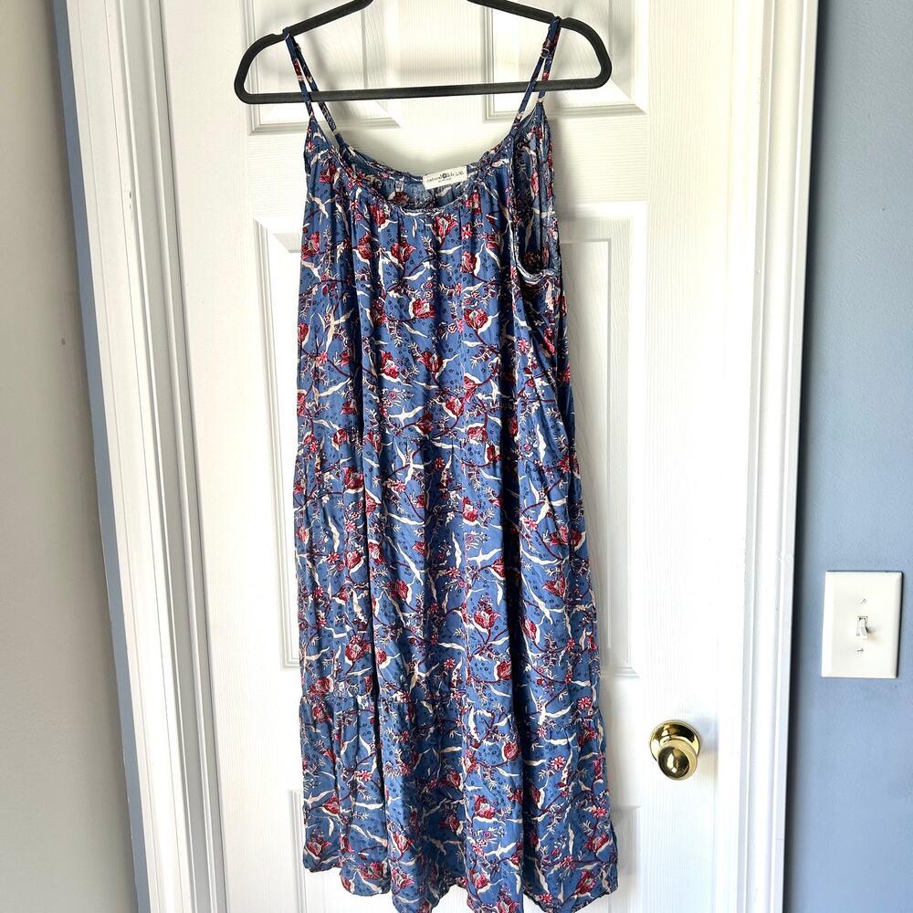 Natural Life Midi Floral Dress large/XL Blue